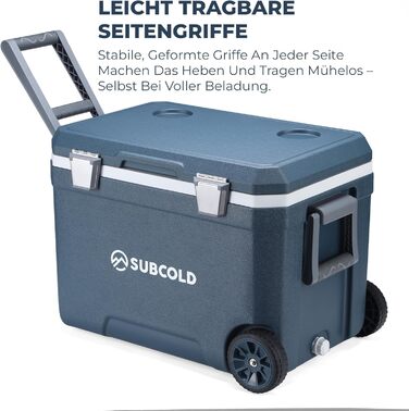 Subcold MOBI Rollkühlbox 45L: Ізольована сумка-холодильник на колесах для подорожей, авто, кемпінгу. PU-ізоляція, блакитний колір