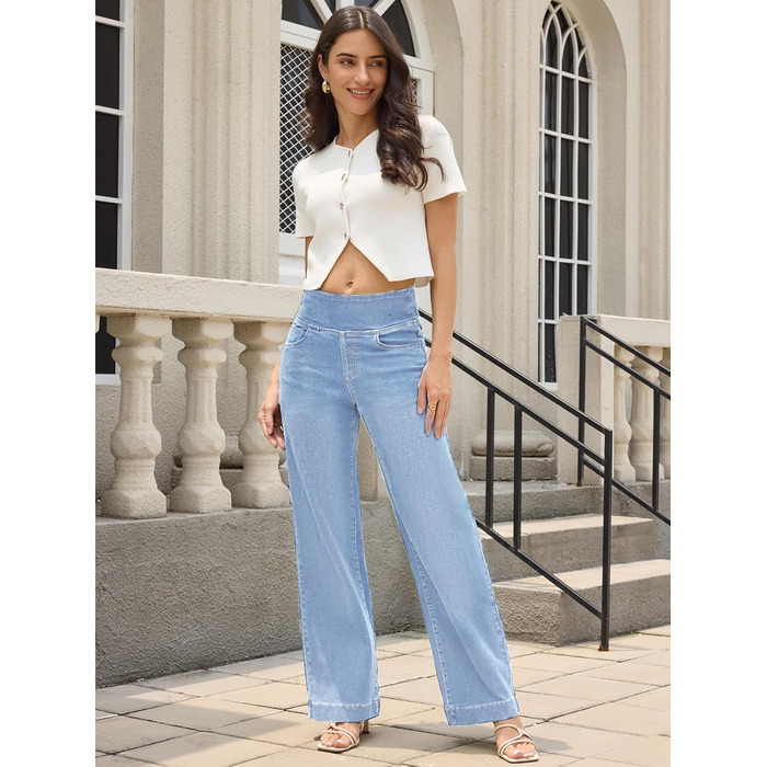 Джинси жіночі Baggy Daen широкого крою, висока талія, прямі, темно-сині, inseam 31 (M Petite) / світло-сині, inseam 29