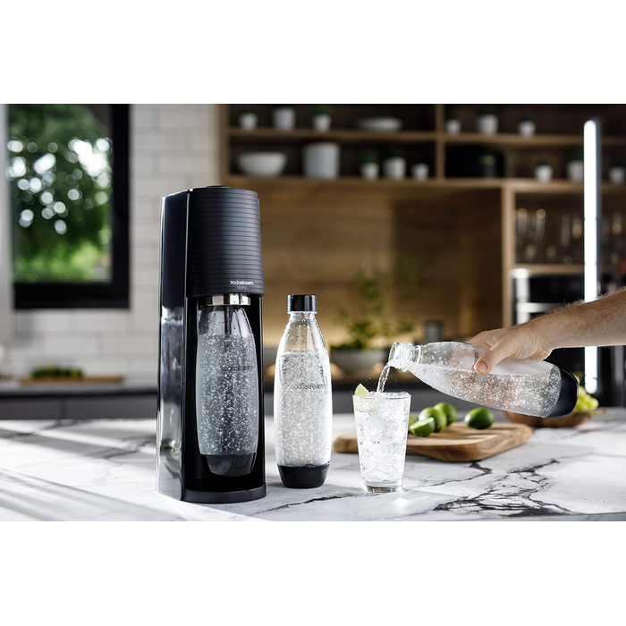 SodaStream Aqua Fizz Terra: комплект з 2 пляшок 1 л, балон CO2 Quick Connect (60 л), чорний матовий