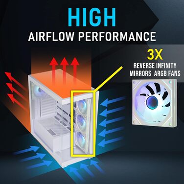 Корпус для ПК BitFenix CETO White з високою вентиляцією та склом Panoramic Tempered Glass, підтримка Reverse Connection Motherboard, 4x ARGB вентилятори Infinity Mirroring, підтримка 360mm AIO та GPU 410mm