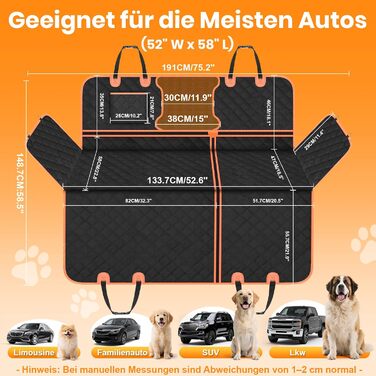 Автомобільна захисна накидка на заднє сидіння для собак, 600D, водовідштовхувальна, стійка до подряпин, з боковими захистами та оглядовим вікном, універсальна, для собак