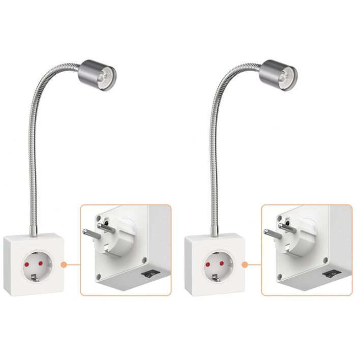 Світлодіодна настільна лампа-прищіпка LESCH з гнучкою шийкою (хром/білий), 2 шт. GU10, 10W