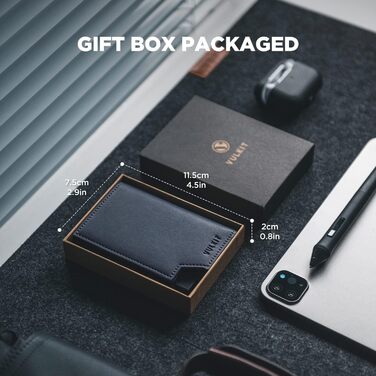 Картхолдер VULKIT RFID захист шкіряний, чоловічий та жіночий, з відділенням для грошей, магнітний замок, темно-синій