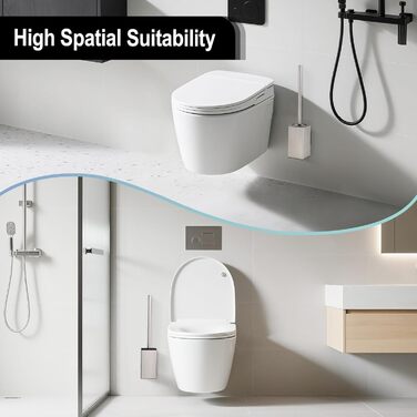 Настінна щітка для туалету DAZI з кріпленням без свердління, нержавіюча сталь, сучасний дизайн, знімний внутрішній стаканчик для легкості догляду та прибирання (золотий та нікелевий колір)