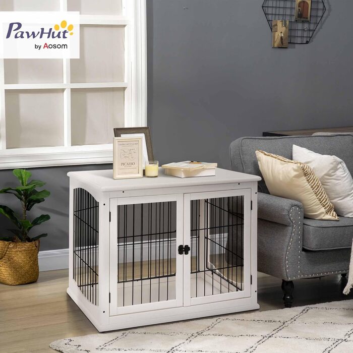 Клітка для собак PawHut - Будка з 2 входами, закривається на замок, для маленьких собак, 58,5 x 81 x 66 см