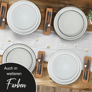 Moritz & Moritz SOLID UNI Dinnerware Set, 6 Persons, Cream, 18-Piece - Modern Stoneware Dinner Set - Microwave & Dishwasher Safe, Dining Dishes, Tableware Service, Combination Service 6 Person Cream Dinnerware Set (6 Person)
