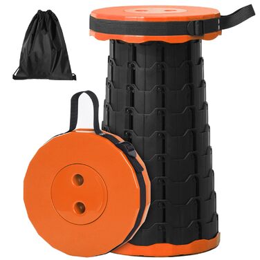 Зручний складаний стільчик GeeRic: телескопічний, регульований по висоті, для кемпінгу, риболовлі, дітей. Зелений (оранжевий колір)