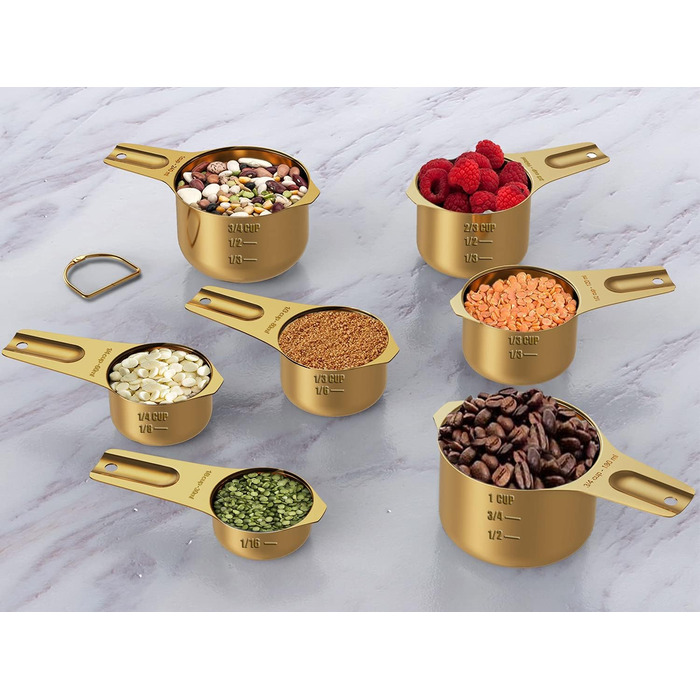 Wildone Copper Measuring Cups and Spoons, 21-Piece Set, including 7 Nesting Measuring Cups, 8 Measuring Spoons, 1 Leveler, and 5 Mini Measuring Spoons, ideal for dry and liquid ingredients