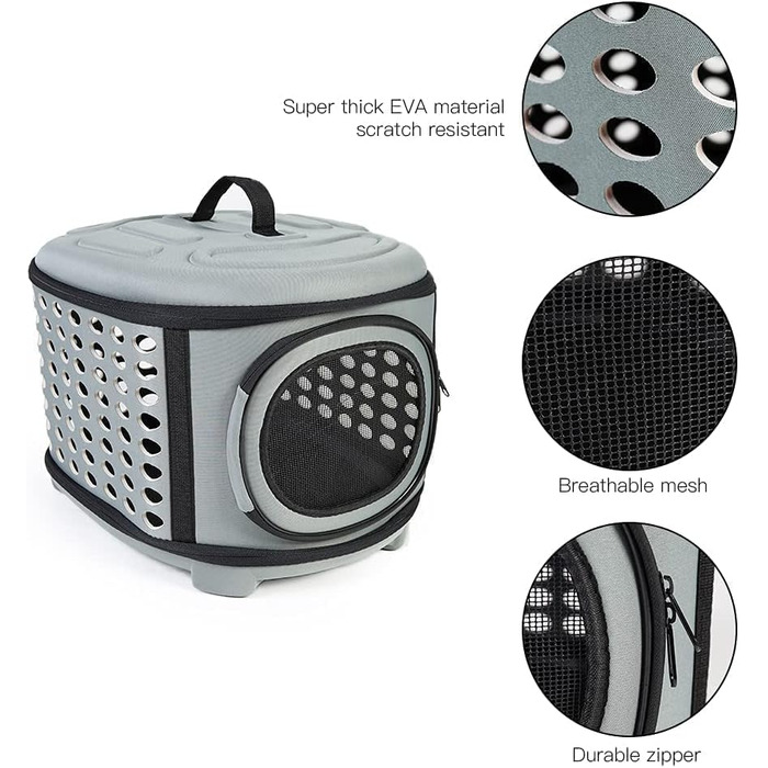 Складана переноска для кота, переноска для кота/маленьких собак, переноска з м'яким дном (сіра)