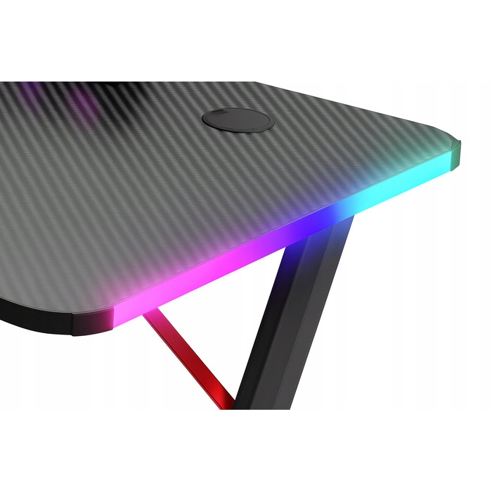Ігровий комп'ютерний стіл з LED-підсвіткою, сучасний геймерський стіл, 140 см, чорний