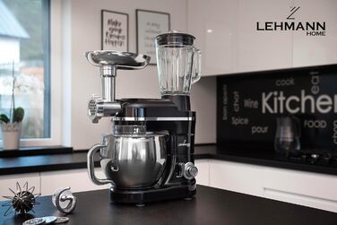 Lehmann Universal Kitchen Machine 3-in-1 Set | Stand Mixer with Planetary Mixing System | Multifunctional Kitchen Machine with Meat Grinder | Includes 1.5L Juice Extractor and 5L Stainless Steel Bowl
