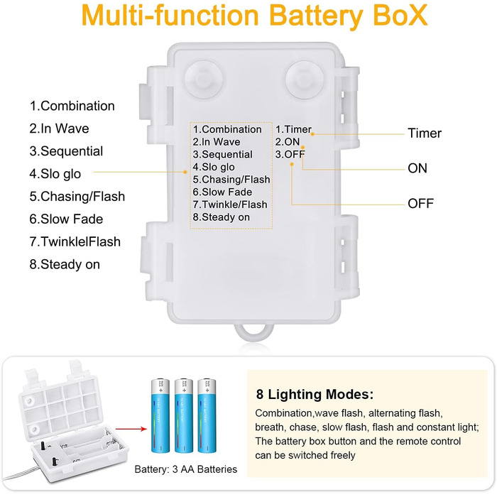 LED гірлянда 13м, 130 LED, 8 режимів, таймер, IP65, вологостійка, для балкона, саду, святкування, вечірки, весілля