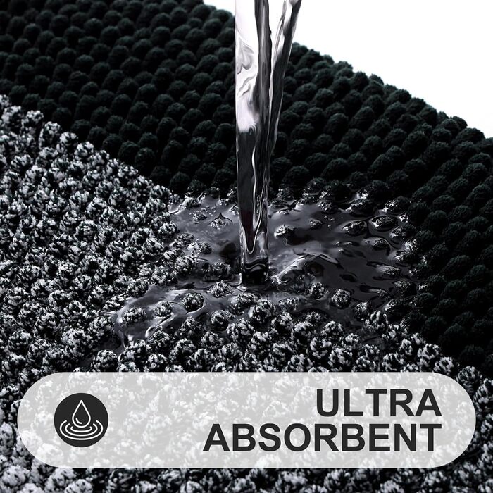 Килимок для ванної кімнати Homaxy з м'якого велюру, неслизький, швидковисихаючий, 40x60 см / 50x60 см (U-подібний), чорний