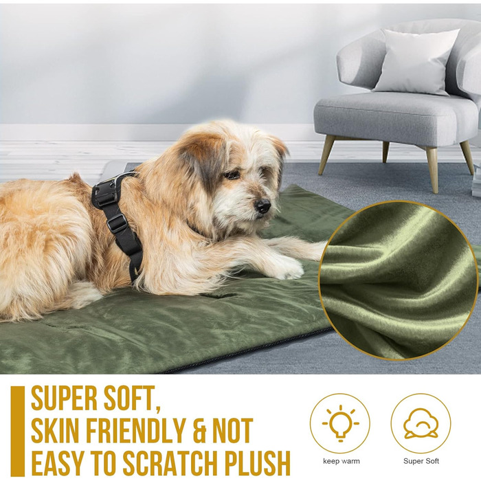 OneTigris Dog Blanket 110cm*68cm, Thickened Velvet Dog Mat Warmer Velvet Dog Bed Cat Bed for Large & Medium-Sized Dogs Travel Camping Outdoor, Reversible and Portable, Hand Washable