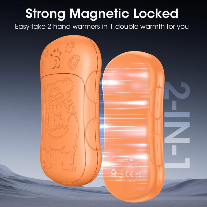 Електричні грілки для рук, 2 шт. 6000 мАг, акумуляторні, багаторазові, для спорту, полювання, кемпінгу, теплий подарунок для жінок, чоловіків, дітей (Помаранчевий)