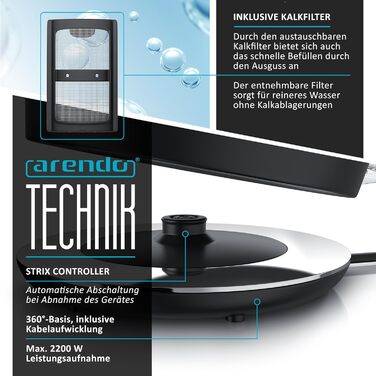 Електричний чайник Arendo з регулюванням температури, LED дисплеєм та сенсорною панеллю. Ретро-дизайн, об'єм 1,7 л, функція підтримки тепла, вимірювання, змінний фільтр від накипу. Матеріал: нержавіюча сталь, колір: мідний.