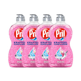 Засіб для миття посуду Pril Kraft Gel Power & Perlen, висока розчинна сила жиру, 450 мл (набір 4 шт)
