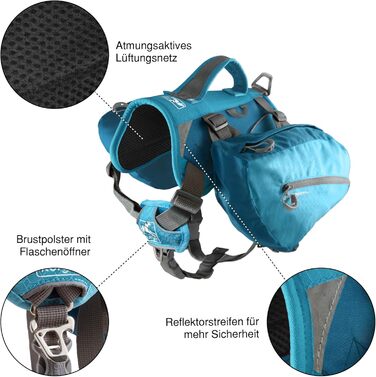 Рюкзак для собак Kurgo Baxter, вантажна сумка для хатніх улюбленців з 2 кишенями, для собак вагою 13-38 кг, червоний K01585 M