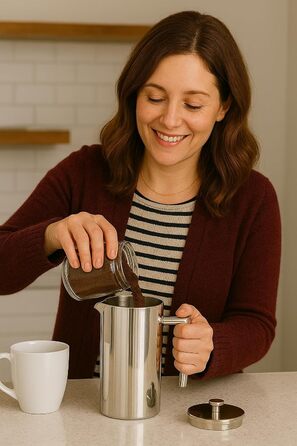 Френч-прес VIA CREMA зі скла та нержавіючої сталі, 800/1000 мл