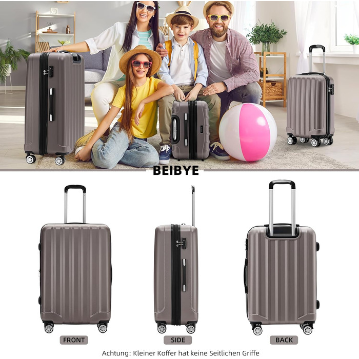 Набір валіз Beibye TSA 2080 з подвійними колесами (3 шт.) – колір Coffee