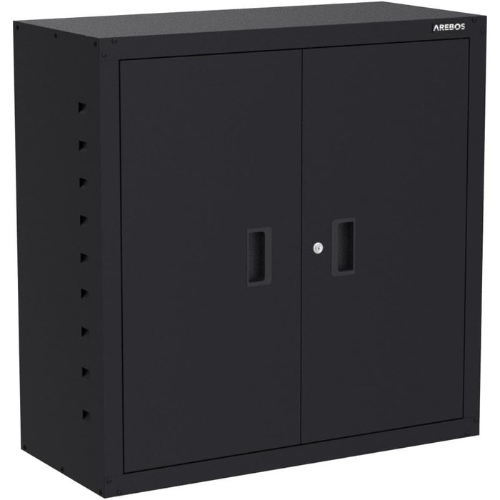 Металевий офісний шафа Arebos, чорний, 90x90x40 см, з регульованою полицею, для зберігання документів і матеріалів