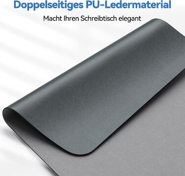 TECKNET Килимок на стіл, 80 x 40 см, захист від води, для ноутбука, PU шкіра, двосторонній, для офісу/дому (темно-сірий)