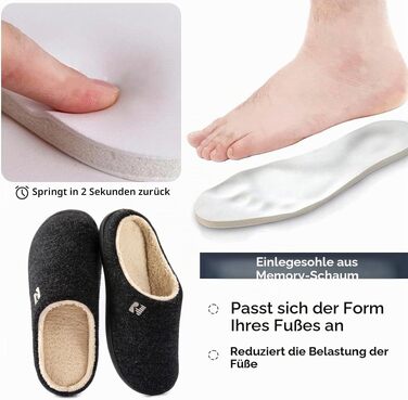Чоловічі домашні капці RockDove з підкладкою Sherpa та ефектом пам'яті Memory Foam, чорні, розмір 42/43 EU