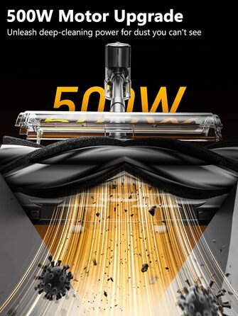 Бездротовий акумуляторний пилосос 48KPa/500W/55хв з док-станцією, LED-дисплеєм та антизаплутаною насадкою для тварин, килимів, твердих поверхонь та авто, глибокий чорний колір