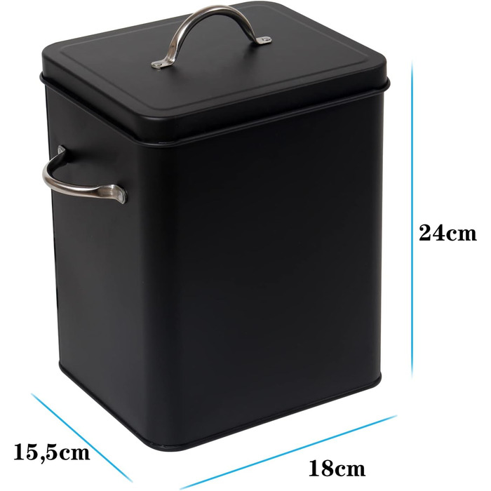 Кошик для порошку Theo&Cleo 6.5L, металева коробка для порошку, зберігання корму для собак/котів, кавових зерен (вугільний)