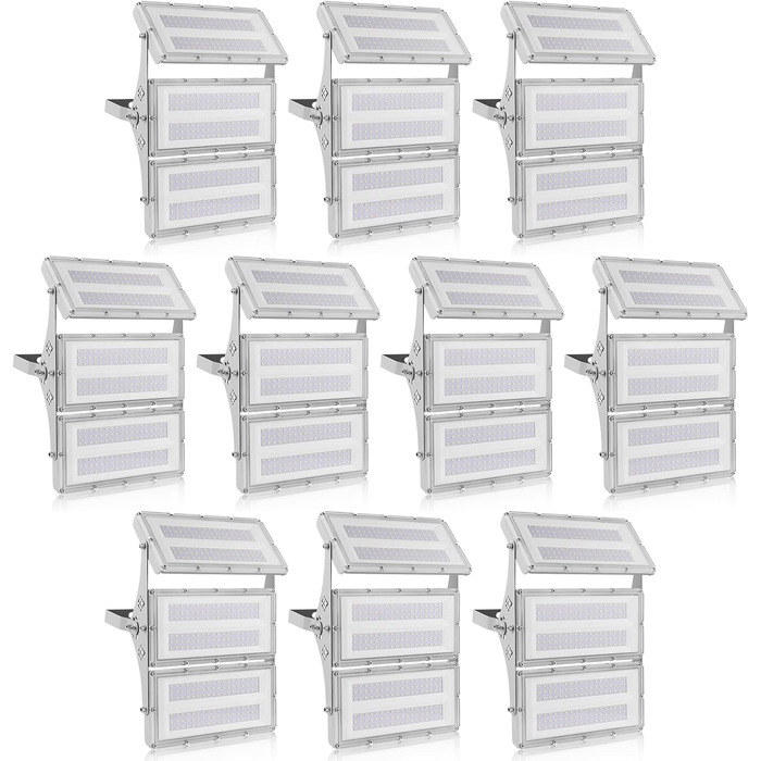 Viugreum Upgrade LED Spotlight 24000LM Spotlight Outdoor IP65 Outdoor Floodlight 6500K Floodlight Cold White Spotlight Outdoor Floodlight Floodlight with 50cm Cable for Backyard Driveway Garage Hallway (10 PACK 300W)