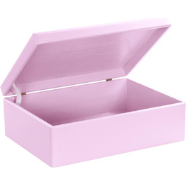 Large Wooden Box with Lid - All-Purpose Wooden Box - Storage Box | Toy Chest - Gift Packaging | Decorative Box for Crafts FSC® (approx. 40 x 30 x 14 cm | L, Pink)