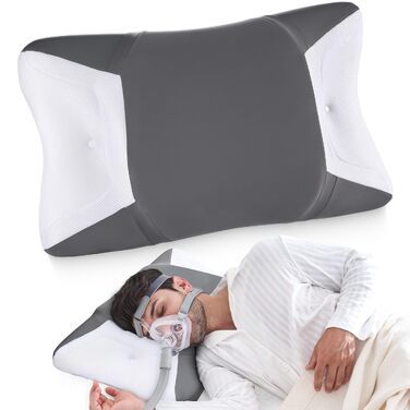 Ергономічна подушка з ефектом пам'яті (Memory Foam) для шиї та голови, дихаюча наволочка, підходить для сну на боці, спині та животі, темно-сіра, 65 x 40 x 9/11 см