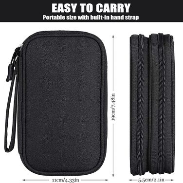 Органайзер для кабелів та аксесуарів для подорожей (чорний)