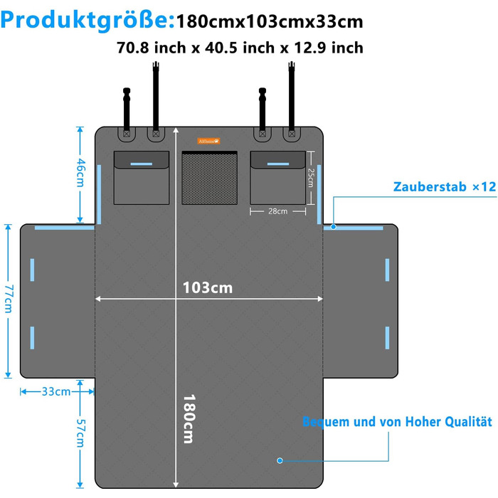 Захист для багажника автомобіля Alfheim для собак - водовідштовхуючий килимок, стійкий до розривів, з боковим захистом, срібного кольору