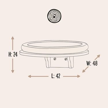 Крісло-лежанка для котів Dahlia - Кругле ліжко з м'яким бортиком та кріпленням на липучці | Крізь-стіна для котів | Діаметр 48 см (Крем)