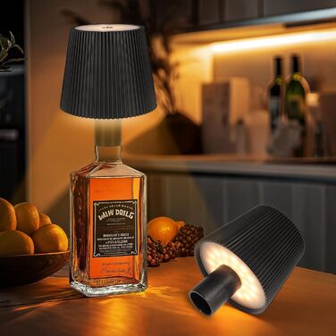 LED настільна лампа бездротова диммируемая, акумуляторна, чорна з USB-C, сенсорна, 3 колірні температури, плавне регулювання, регульована висота, IP54 вологостійка для внутрішнього та зовнішнього використання (чорний (2 шт))