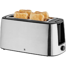 WMF Bueno Pro Toaster 4-Slice Long Slot with Bun Warmer, XXL Toast, Crunchy Function, 6 Browning Levels, 1550W, Stainless Steel Matte Toaster Single