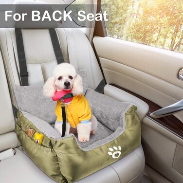 Автокрісло для собак та котів Fareyy, підняття для тварин, подорож, з сумкою та страхувальним ременем, водовідштовхувальне, тепле, плюшеве, зелене