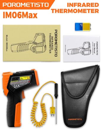 Інфрачервоний термометр лазерний IM06MAX з K-типом зонда (-50°C до 800°C) для промисловості, HVAC, приготування їжі та ремонту авто