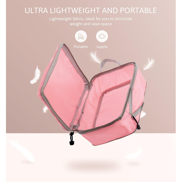 Набір кубиків-органайзерів для валіз Meowoo (4шт) - рожевий. Кубики для подорожей, компресійні, водонепроникні, для ручної поклажі та валізи (XL, L, 2xM)