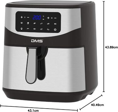 Фритюрниця DMS XXXL 7 літрів: фритюрниця, духовка, гриль, Cooker, без олії, 10 програм, цифровий дисплей, 1800 Вт, таймер, HF-7S