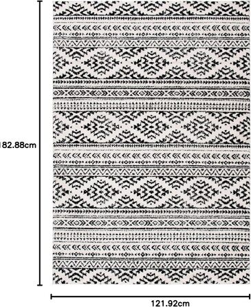 Килим Safavieh Boho Tulum для вітальні, їдальні, спальні - 183 x 274 см, короткий ворс, колір слонова кістка та чорний