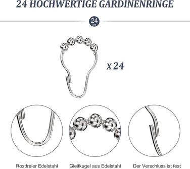 Штанга для душу U/L форми 75×(150-190)×75 см - 2 в 1 (для душу та ванни) з кільцями, без кріплень до стелі