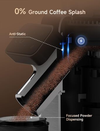 Професійна кавомолка Neretva з прецизійними жорнами, 40 штук. Електрична кавомолка з рівномірним помелом, антистатична, без залишків. Підходить для еспресо, фільтр-кави, френч-пресу, мока-кави. Сріблястий колір.