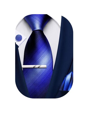 Комплект краваток Barry.Wang: краватка, кишеньковий хустинка та запонки (святковий, для весілля) - блакитний та темно-блакитний