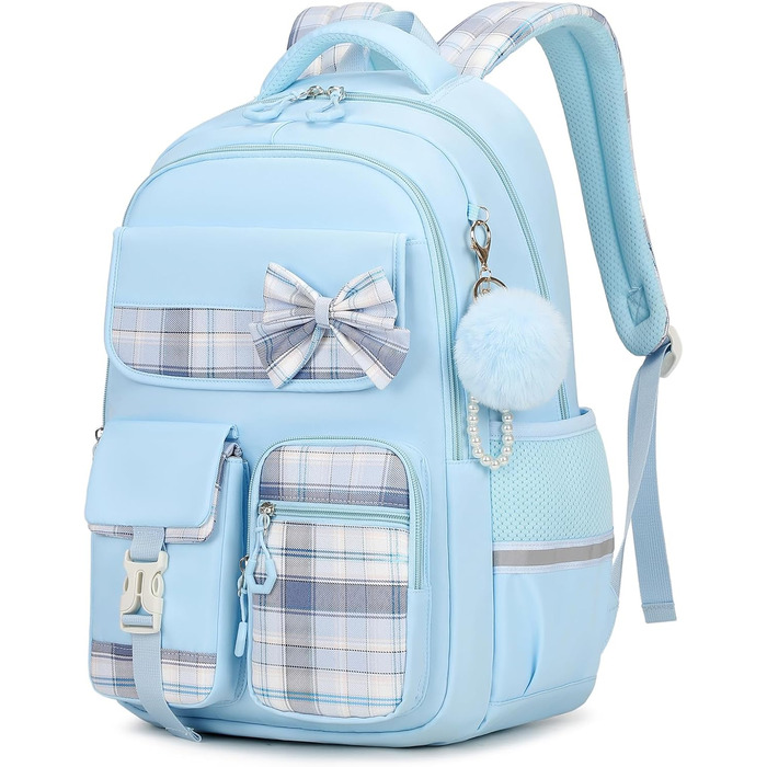 Дитячий рюкзак Tanou для дівчаток, водонепроникний, з візком, візерунок 'Клешні', 9-16 років (Блакитний)