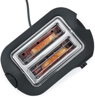 Тостер Severin AT 2589 з підігрівом для булок, 800 Вт, нержавіюча сталь, чорний