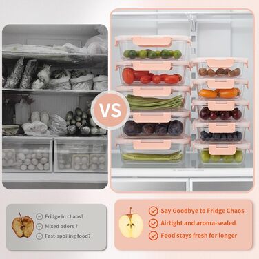 Набір контейнерів для зберігання їжі з боросилікатного скла з кришкою, BPA-free, не протікають, для мікрохвильової печі, духової шафи, посудомийної машини, для приготування їжі на тиждень (Meal Prep) – рожевий (SA1637)