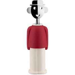 Alessi AAM23 R Corkscrew - Red Chrome-Plated Zamak & Thermoplastic Resin Design Bottle Opener