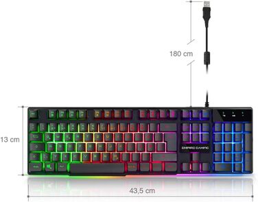 Клавіатура EMPIRE GAMING K300 QWERTZ: 105 клавіш, Anti-Ghosting, RGB-підсвітка, мультимедійні клавіші